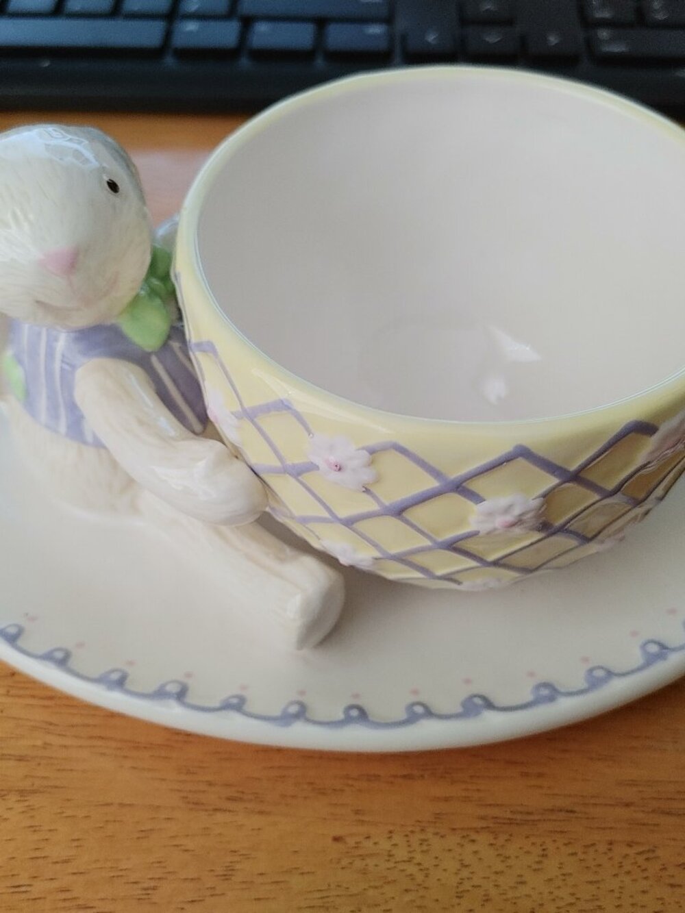 Vintage Ceramic Easter Bunny Cup & Saucer Set